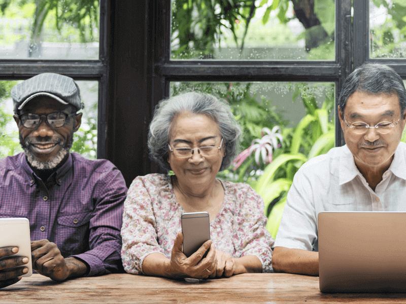 elderly enjoying social media